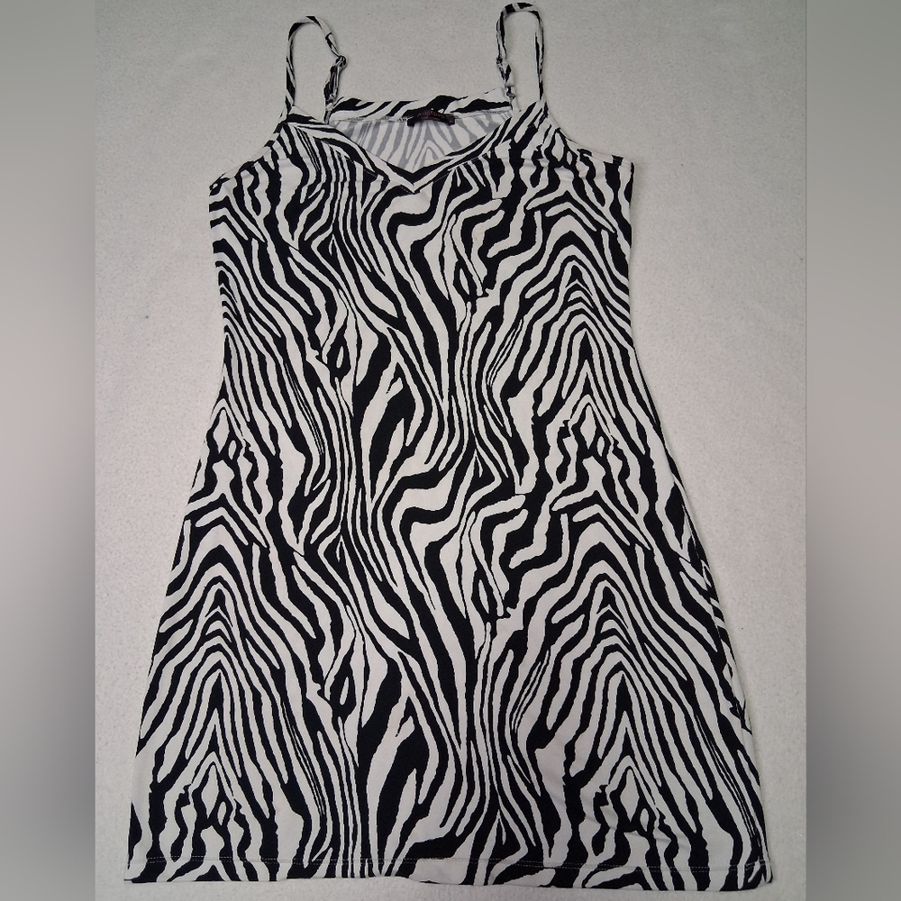 4/20$ ➡️ Zebra Print Spaghetti Strap Mini Dress